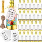 Gerrii 50 Pcs Metallic Mini Champagne Bottle Candy Container Mini Bottle Shaped Jars Gold Plastic DIY Favor Candy Bottle Wedding Party Favor Containers with Gift Tags Gold Strings and 65.6ft Rope