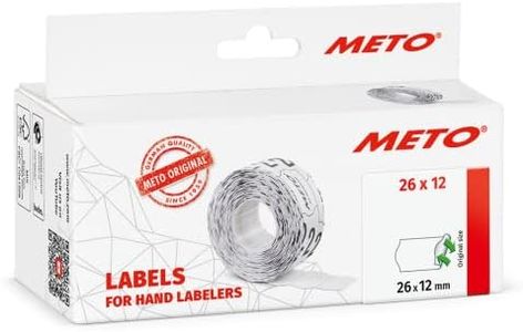 Meto etiquetas para etiquetadoras manuales (26x12 mm, 1 línea, blanco, 6000 unidades, removibles, para Meto, Contact, Sato, Avery, Tovel, Samark, etc.)