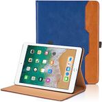 iPad 9.7 Case for iPad 6th / 5th Generation/iPad Air 2 / iPad Air- [Hand Strap] Multi-Angle Viewing Stand PU Leather Tablet Case with Hand Strap Auto Wake/Sleep Smart Cover - Blue