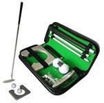 OKBY Golf Putter Set, Indoor Golf Putting Practice Cup Training Clubs Putter Kit Golf Return Machine with Golf Club, Golf Balls, Goal Rack, Carry Bag