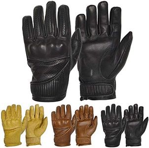 Goldtop Silk & Unlined Viceroy CE APPROVED Leather Motorcycle Gloves - Black (M - 8")