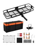 VEVOR 60" x 20" x 6", Hitch Cargo Carrier, 500 lbs Capacity Hitch Cargo Carrier with Cargo Net & Waterproof Cargo Bag, Folding Hitch Mount Cargo Carrier with Hitch Lock for 2" Receiver, Fit for SUVs
