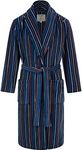 John Christian Men's Warm Fleece Dressing Gown, Navy with Multicoloured Stripes (L)