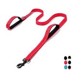 DDSCOLOUR Heavy Duty Dog Leash 5-6ft Long with Comfortable Padded Handle Training Lead Reflective Mountain Climbing Rope Dog leashes Walking Training Leash for Medium Large Red