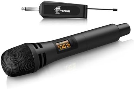 TONOR Micro Karaoke sans Fil, UHF Microphone Dynamique Chant Portable à Main avec Récepteur Rechargeable pour Karaoké Discours Mariage DJ Spectacles Église Classe Conférences TW310 Noir