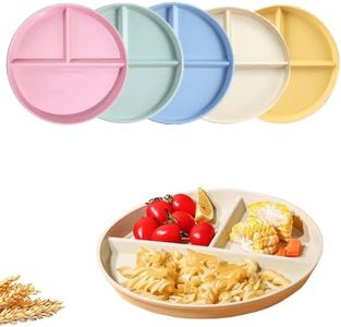 LRUUIDDE (5 Pack) Portion Control Plate for Balanced Eating, 9" Unbreakable Divided Plates,3 Compartment Plates, Reusable Plastic Plates,Weight Loss, BPA Free for Adults