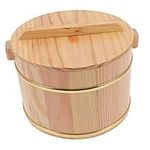 UPKOCH 1 Set Cask Rice Cask Wooden Rice Barrel Wooden Hangiri Bowl Bread Baking Basket Sushi Oke Bowl Kitchen Gadget Stainless Steel Containers with Lids Wood Bucket Steamed Rice Food