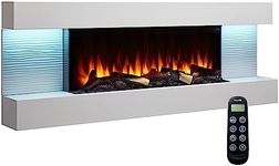 SimpliFire Format 36-Inch Wall Mount Electric Fireplace with 60-Inch Floating Mantel (SF-FORMAT36-SF-FM60-WH)