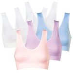 Genie Bra Womens 6 Pack - Wireless Bra for Women, Solid Color Seamless Bra, White/Pastels, M