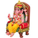 Hindu God Ganesha Statue Figurine - Indian Idol Sitting Lord Ganesh Statue India Murti Item Ganpati Home Office Temple Mandir Altar Pooja Gifts Diwali Puja Gifts