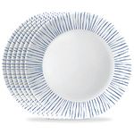 Corelle 6-Piece 10.25" Vitrelle Glass Dinner Plates, Lightweight, Chip/Scratch Resistant - Botanical Stripes