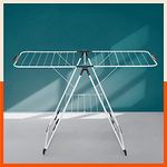 Bathla Foldable Clothes Drying Stand - Neo | 26 Drying Rails - 45 Feet Drying Length | Lightweight, Alloy Steel | Black | 2 Year Warranty