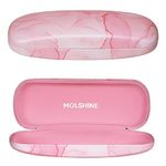 molshine Hard Shell PU Leather Glasses Case, Travel Portable Eyeglass Case for Men Women Girl Travel Study Work (Pink)