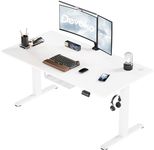 Devoko Electric Standing Desk 140x60cm, Height Adjustable Desk Ergonomic Stand up Desk with 2 Memory Preset and Cable Management Tray, White