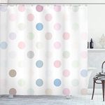 Ambesonne Polka Dots Shower Curtain, Polka Dots Creative Template Pattern Simple Gradient Effects Digital Graphic, Cloth Fabric Bathroom Decor Set with Hooks, 70" Long, White