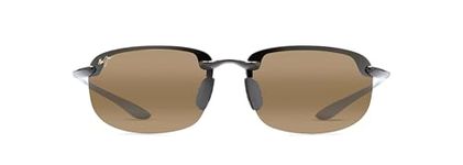 Maui Jim Men's and Women's Hookipa Polarized Rimless Sunglasses, Gloss Black/Hcl Bronze, Medium