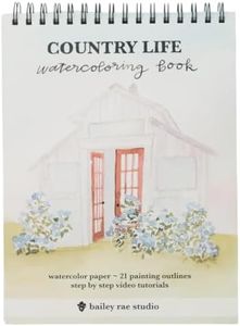 Bailey Rae Studio Country Life Watercoloring Book | Adult Coloring Book for Women and Men, Watercolor Workbook w/ 21 Easy Outlines | with Video Tutorials | Beginner Friendly Country & Western Scenes