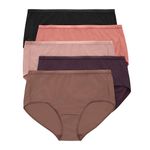 Hanes Mesh Brief, Breathable Panties for Women, No-Show Underwear, 5-Pack, Tan/Purple/Pink/Coral/Black, 9