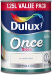 AMK® Dulux Once Gloss Pure Brilliant White Paint for Wood & Metal 1.25L One Coat interior Exterior