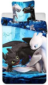 Parure de lit Dragons 3 pour Enfant - Housse de Couette 140x200 cm + Taie d'oreiller 65x65 cm
