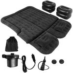 Car Air Bed Inflatable Bed for SUV Car Flocking+PVC Thickened Car Air Mattress Outdoor Travel Inflatable Air Mattress (Black)
