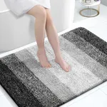 OLANLY Bathroom Rug Mat 47x32, Extra Soft and Absorbent Microfiber Bath Rugs, Non-Slip Plush Shaggy Bath Carpet, Machine Wash Dry, Bath Mats for Bathroom Floor, Tub and Shower, Black