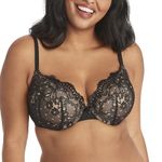 Maidenform Women's Love The Lift Push Up Padded Cups Bra, Black Body/Beige Lace, 36B