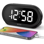 USCCE Small LED Digital Alarm Clock with Snooze, Easy to Set, Full Range Brightness Dimmer, Adjustable Alarm Volume with 5 Alarm Sounds, USB Charger, 12/24Hr, Compact Clock for Bedrooms, Bedside, Desk