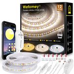 Wefomey 10M Tunable White LED Strip Lights, Dimmable 2700K-6500K 12V LED Tape Light with Remote and APP, UL-Listed Premium High Density 1200 LEDs 2835 Flexible LED Ribbon for Bedroom Kitchen