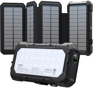 BLAVOR Solar Charger Power Bank, PD 18W Fast Charging 20000mAh Battery Pack with 4 Foldable Panels, Portable Solar Powered USB C Charger with Camping Flashlight Compass Carabiner for Cell Phone