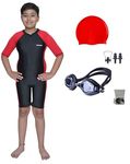 TEMPEST Boy's Poly Spandex Multipurpose Wear for Swimming, Diving, Cycling, Aerobics,Skating(Red, 6 Years - 7 Years)