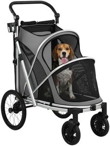 PawHut Dog Stroller, Pet Stroller for Small and Medium Dogs, Foldable Puppy Pram Pet Pushchair with 2 Big Wheels, Shock-Absorbing Frame, Seat Leashes, Brakes, Maximum Load 20 kg, Grey