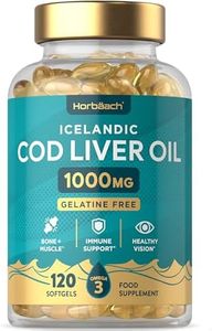 Cod Liver Oil Gelatine Free 1000mg | 120 Capsules | High Strength Supplement with Vitamin A, D and Omega 3 DHA/EPA | Suitable for Pescatarians | by Horbaach