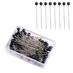 AIEX 100 Pieces Sewing Pins 4 cm, Plastic Ball Head, Straight Stitching Pins for Dressmakers Jewellery Decoration, Art Crafts and Sewing Projects (Black)