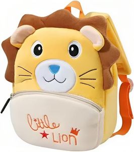 HappyChild Cute Kids School Bag Plush Animal Cartoon Travel Bag for Baby Girl And Boy 1-5 Years (LITTLE LION)