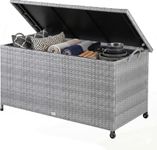 CASARIA® Rattan Garden Storage Box 270L, with Wheels & Carry Handles