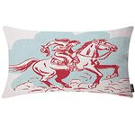 EKOBLA Vintage Cowgirl Farmhouse Oblong Rectangle Throw Pillow Covers Red Sketch Riding Horse Kicking Up Clouds of Dust West Hat Decorative Cushion Case for Couch Sofa Chair Cotton Linen 12x20 Inch