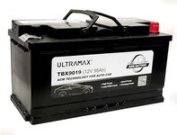 ULTRAMAX ADVANCED AGM/AGM PLUS 12V 95Ah START STOP Leisure Marine Battery Low Box 2 Year Guarantee (019, YBX9019)