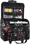 Everything Mary Teacher Rolling Tote, Black Floral - Wheeled Teacher Tote Bag - Trolly for Teaching, Office, Craft, & Cleaning Supplies