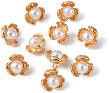 Airssory 10 Pcs Flower Charm with Acrylic Imitation Pearl Flower Mini Bud Bloom Petals Charm for Earrings Bracelet Necklace Jewelry Making