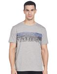 Van Heusen Men Athleisure Crew Neck Regular Fit T-Shirt - Short Sleeve, Printed_60040_Grey Melange_XL