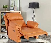 LEZINO 1 Seater Motorized Recliner Chair for Relax in Orange Color Leatherette | Electric Recliner Chair for Old Age Person