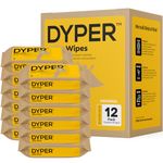 DYPER Baby Wipes | 99% Water Wipes | 100% Plant-Based | Hypoallergenic for Sensitive Skin | Fragrance Free | Plastic-Free | 12 Pack, 720 Wipes