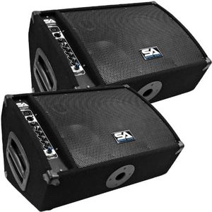 Seismic Audio - FL-10MP-PW-Pair - Pair of Premium Powered 2-Way 10" Floor / Stage Monitors with Titanium Horns