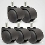 Cloudsit Heavy Duty Pin Type Nylon Office Chair Wheels - Set of 5 Black Casters with 12 Years Warranty 250 kg Load Capacity - Enhance Chair Mobility! (kursee ke pahiye) (कुर्सी के पहिये)