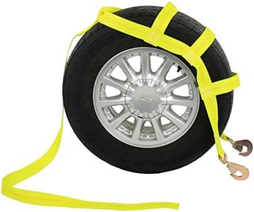 US Cargo Control Tow Dolly Basket Strap - Yellow Car Dolly Strap with Twisted Snap Hook End Fittings - Great for Tow Dolly Car Hauling - Fits Most 14-17 Inch Wheels - 3,333 Pound Working Load Limit