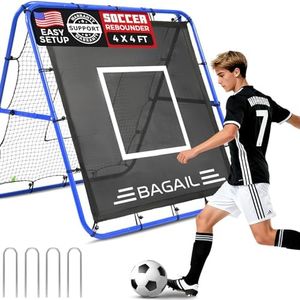 BAGAIL Soccer Rebounder Net, Double Sided Soccer Nets, Adjustable Angles, Foldable Rebound Net with Target for Skills Training, Portable Soccer Goals for Garden - Blue