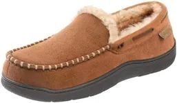 Zigzagger Men's Moccasin Slippers Memory Foam House Shoes, Indoor and Outdoor Warm Loafer Slippers, Tan, 12 M US