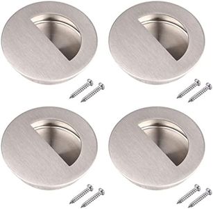 Wolfride 4PCS Round Recessed Door Handle Flush Sliding door pull Pocket Closet door pulls Finger Pulls for Cabinets Drawer Door Silver