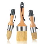 CoatPro Twools Chalk and Wax Paint Brush Set, Chalk Paint Brushes for Furniture, Painting or Waxing, Milk Paint, Natural Bristles Stencil Brushes, 1 Large Oval Brush and 2 Small Round Brushes